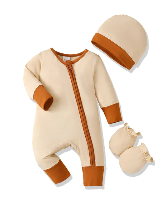 Newborn Boy Clothes Infant Baby Rompers Boy Winter White Newborn Boy Outfits Long Sleeve Zipper Baby Boys Jumpsuit Romper Fall Newborn Boys Essentials - # BAAA51210015