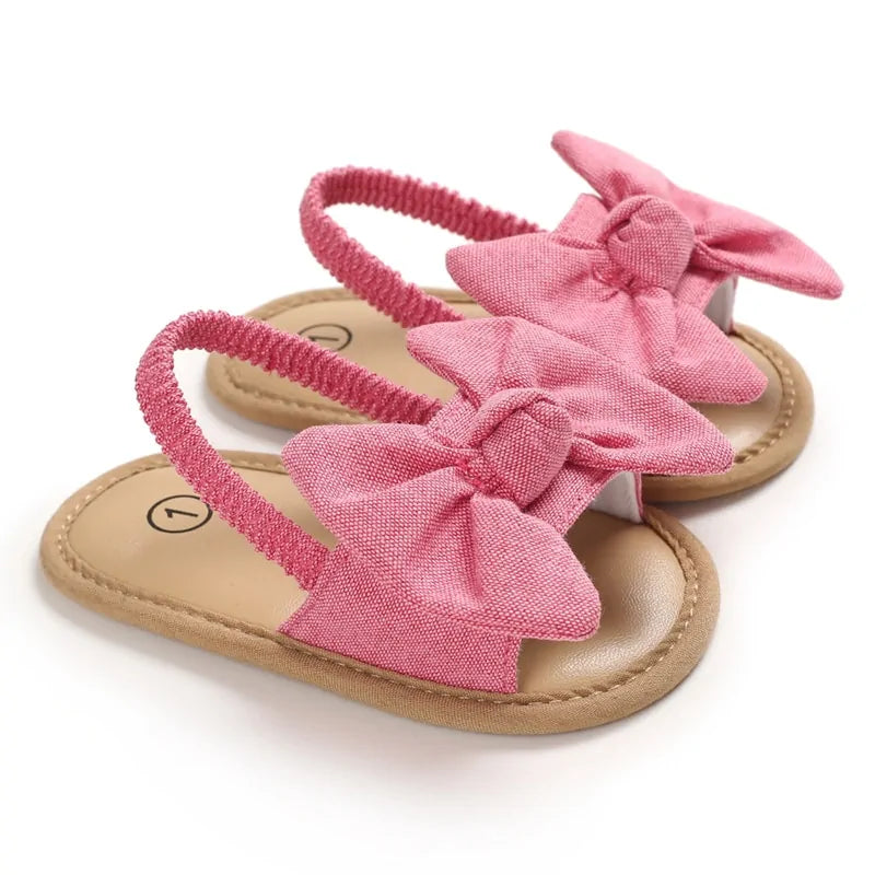 Baby Girls Bow Knot Sandals: Summer Soft Sole Princess Shoes - # GIAA71310001
