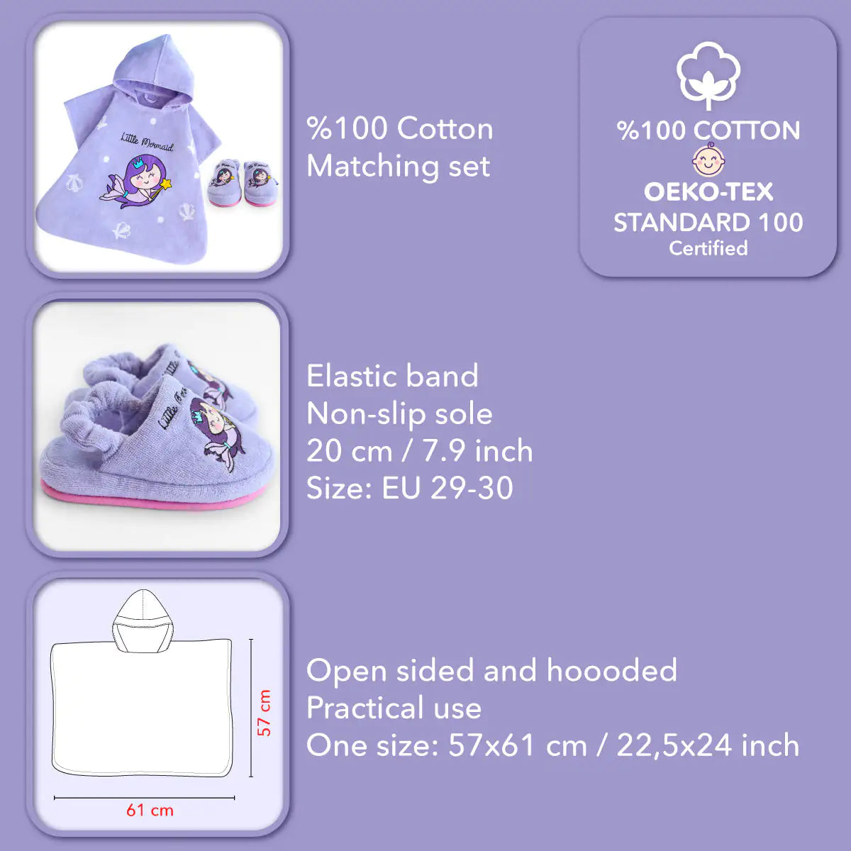 Milk&Moo Kids Poncho and House Slippers Little Mermaid - # GIAA22310003