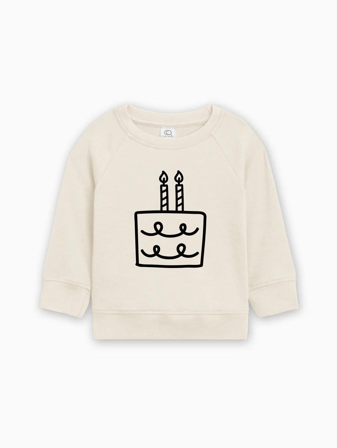 Two 2nd Birthday Cake Organic Cotton Baby Pullover