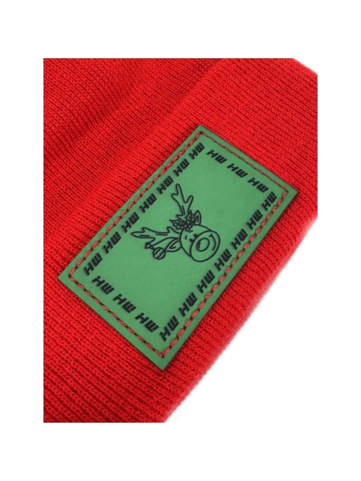 Haakwear Exclusive Christmas Reindeer H-Stitch Beanie - Limited Edition, Christmas Hat Collection, RED