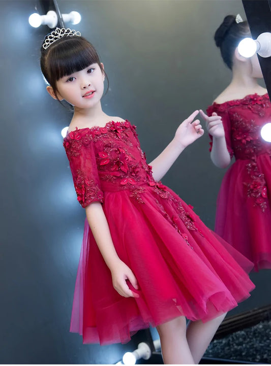 Red Tulle Flower Girl Dress - # GIAA211710002