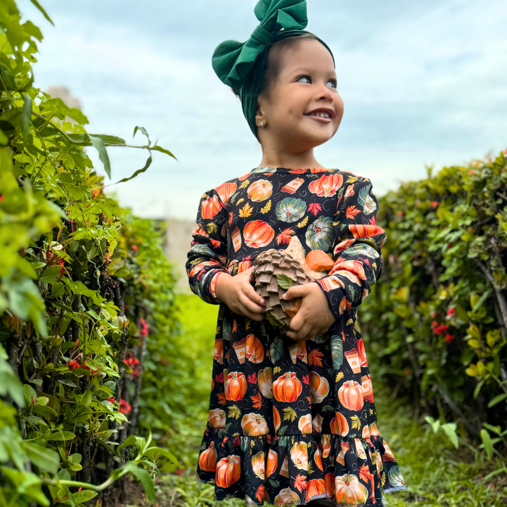 Bamboo Long Sleeve Twirl Dress in Spiced Autumn