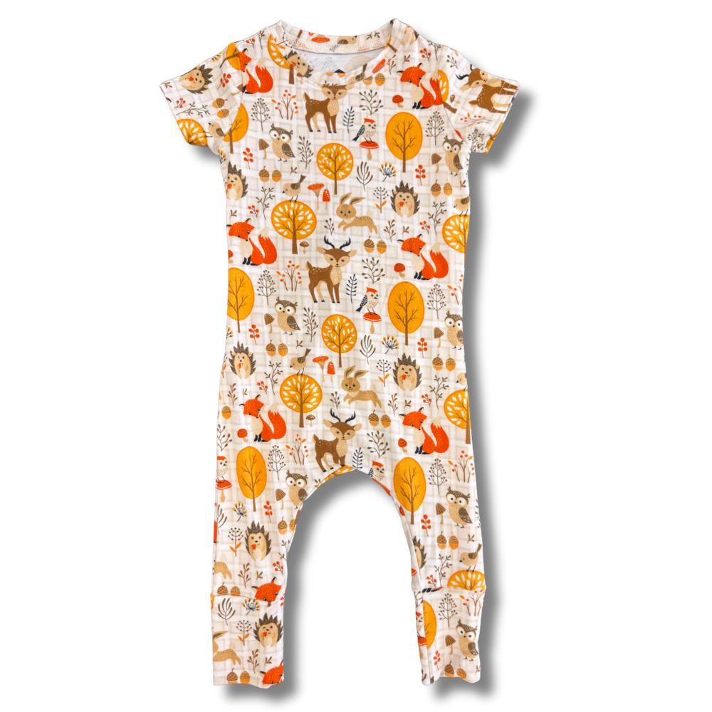 Bamboo Short Sleeve Romper in Autumn Acres