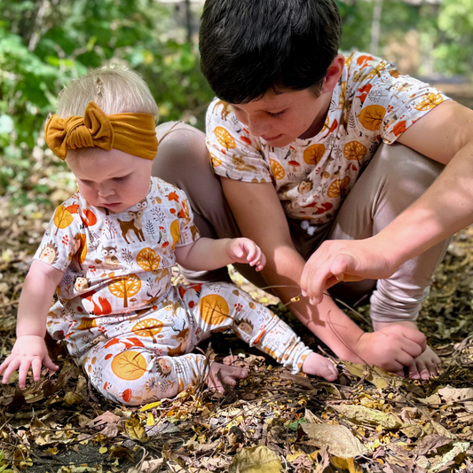 Bamboo Short Sleeve Romper in Autumn Acres