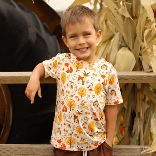 Bamboo Short Sleeve Crew Neck Tee in Autumn Acres
