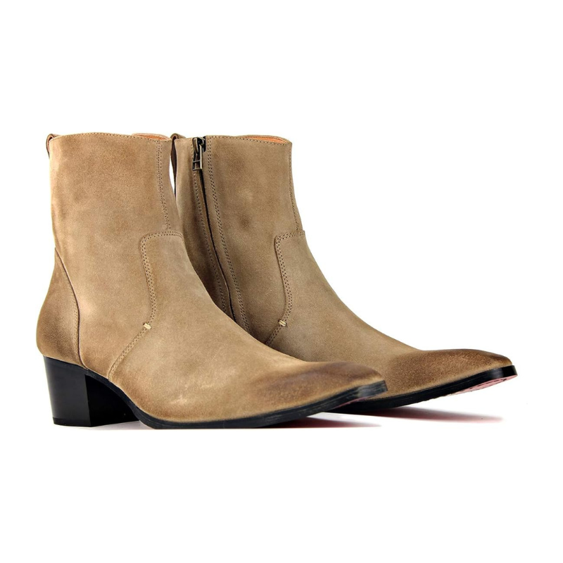 Dress Boot for Men Suede Leather Chelsea Boots Casual Heel Shoes OS-JY002-US