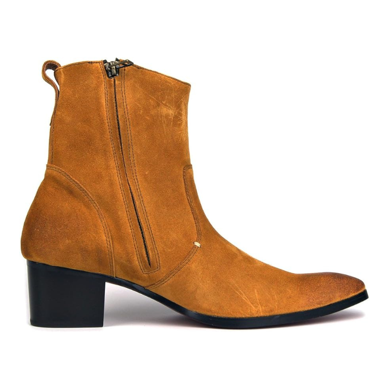 Dress Boot for Men Suede Leather Chelsea Boots Casual Heel Shoes OS-JY002-US