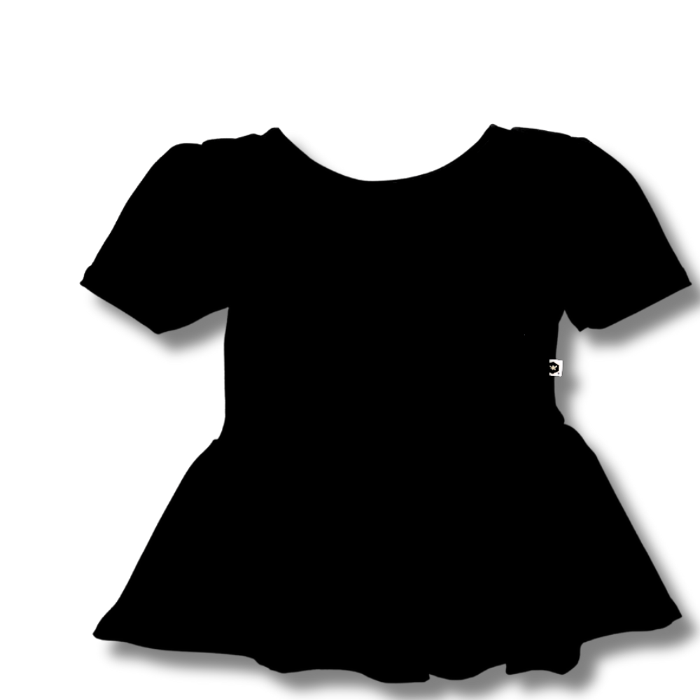 Bamboo Short Sleeve Peplum Top in Black