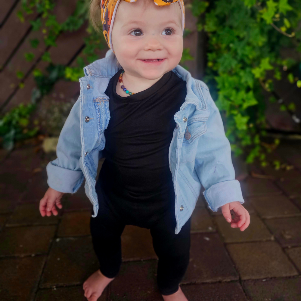 Bamboo Short Sleeve Romper in Black