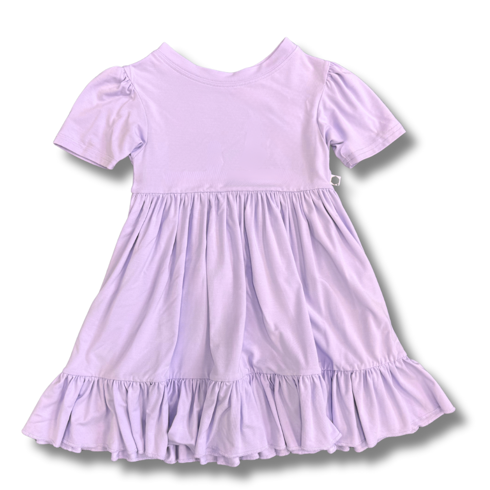 Bamboo Short Sleeve Twirl Dress in Lilac