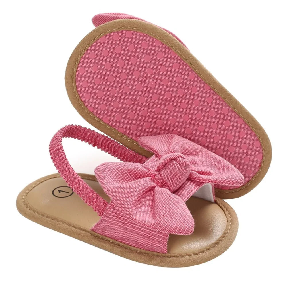 Baby Girls Bow Knot Sandals: Summer Soft Sole Princess Shoes - # GIAA71310001