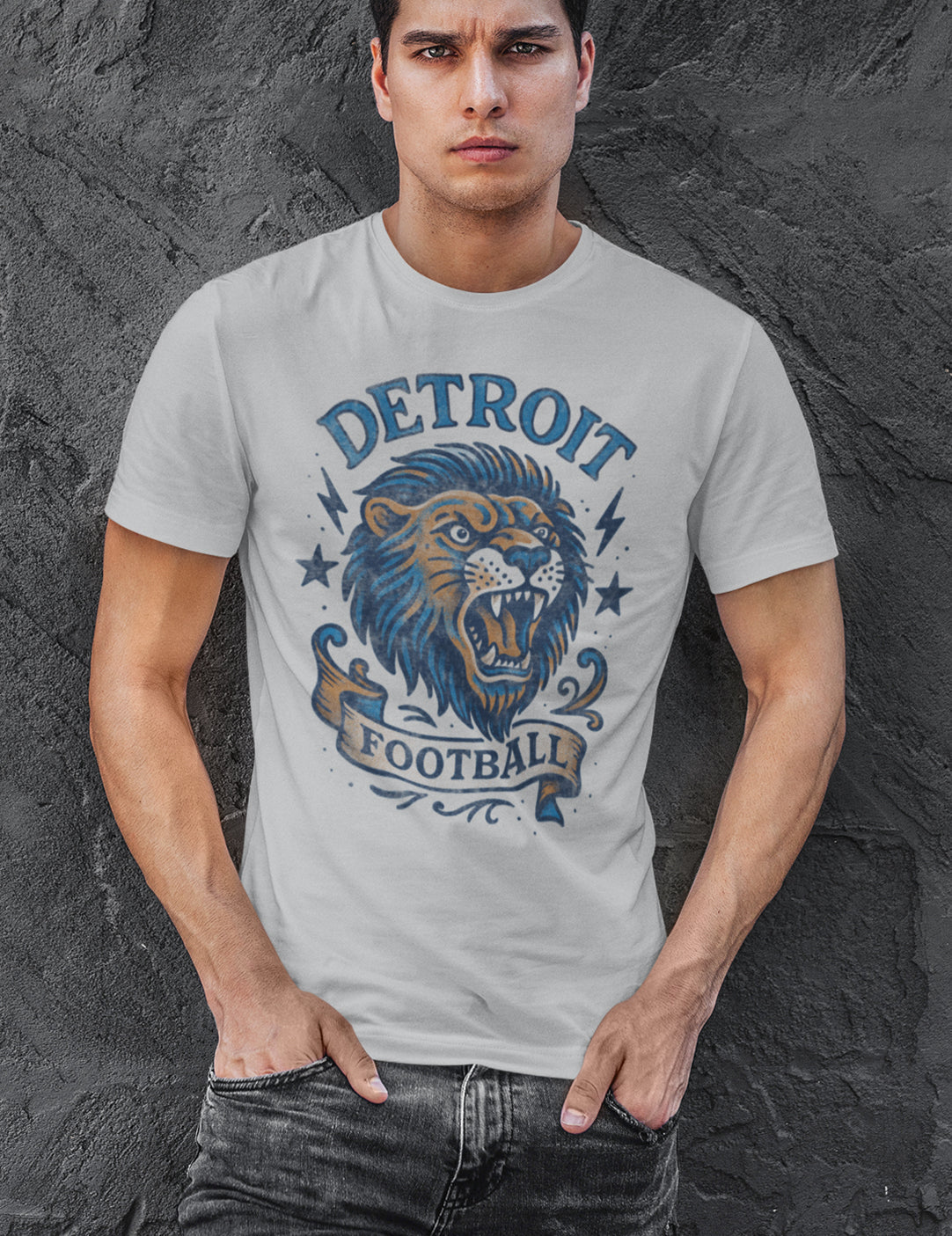 Vintage Detroit Football - Silver