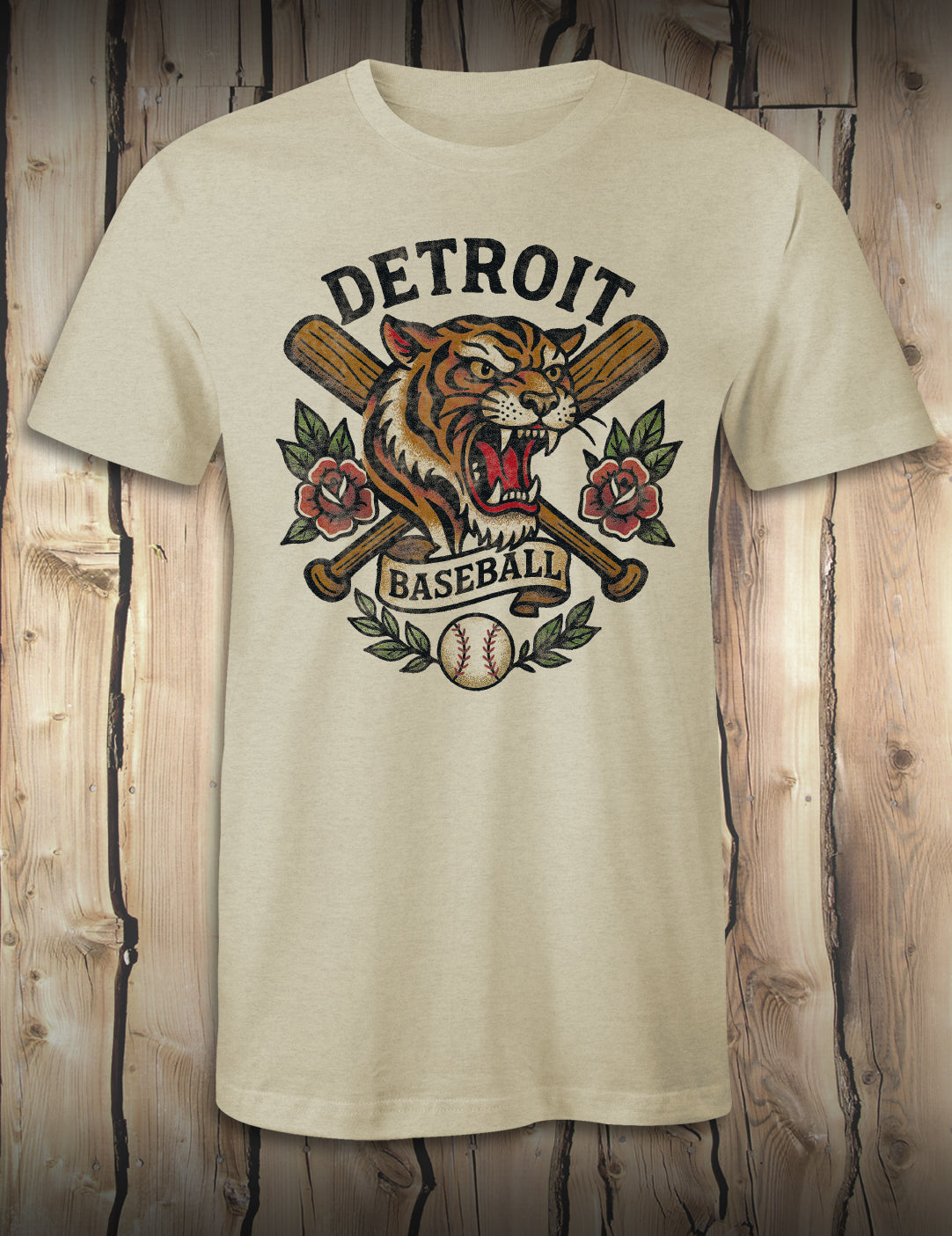 Vintage Detroit Baseball - Heather Cream