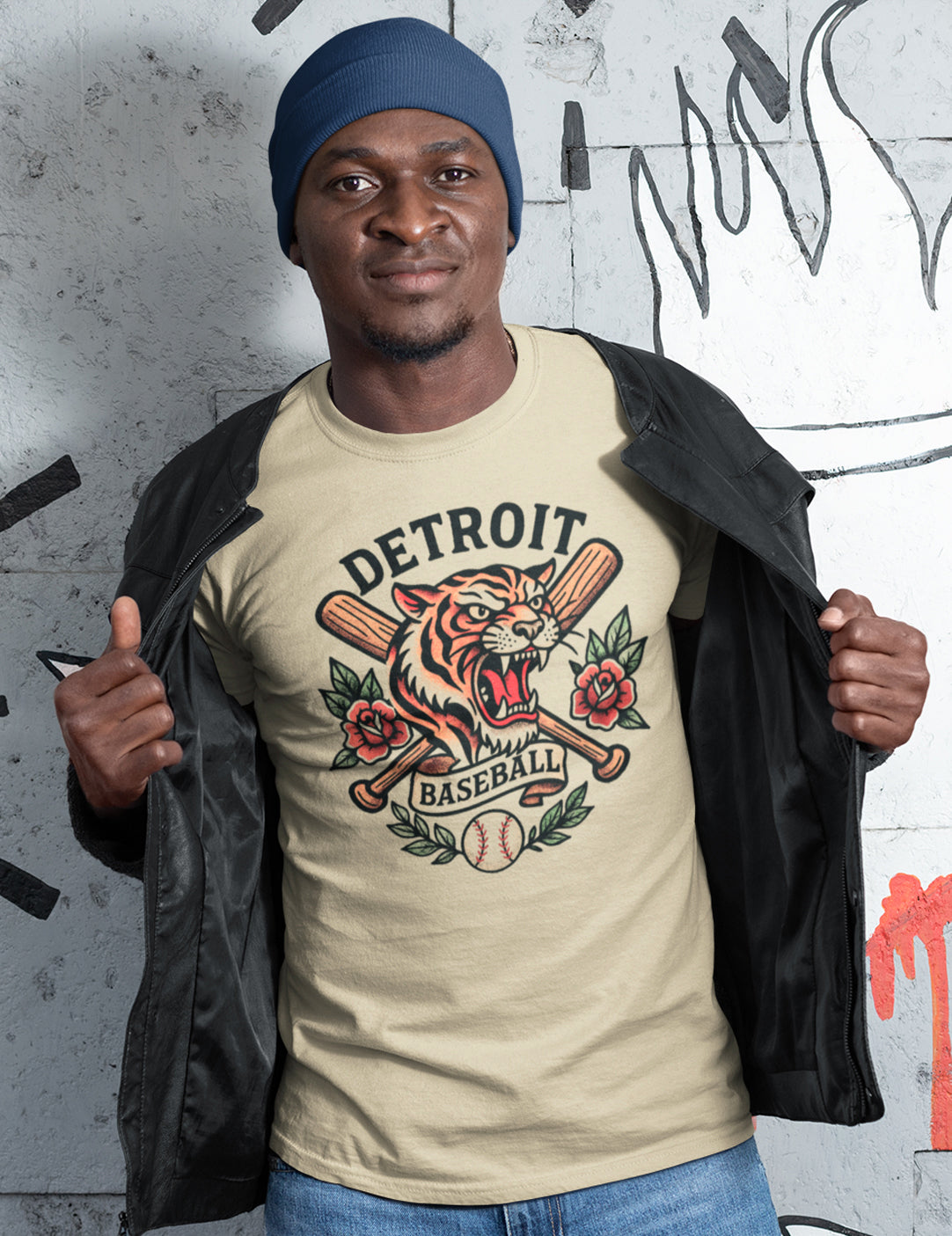 Vintage Detroit Baseball - Heather Cream