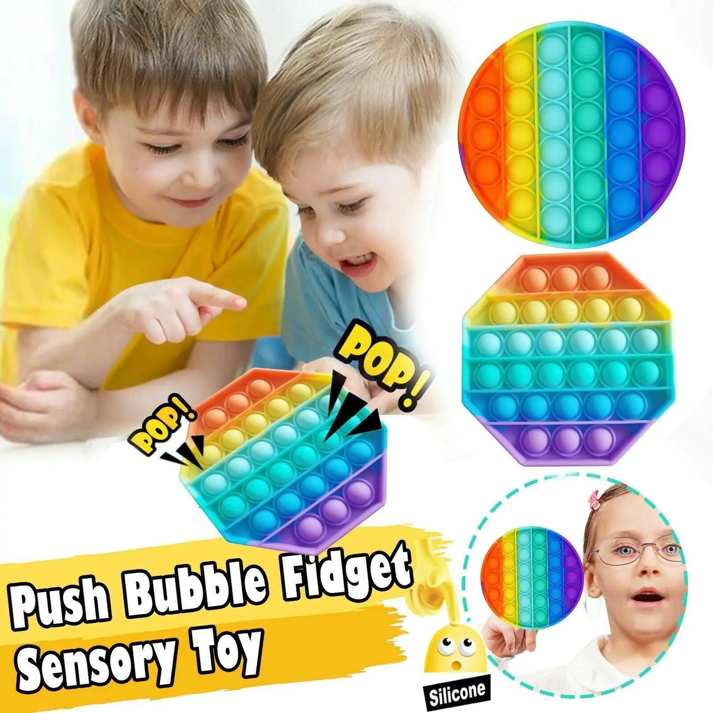 Popit Fidget Toy Push Bubble Sensory Stress Relief Kids Family Games Square Game - # BOT&G51110001