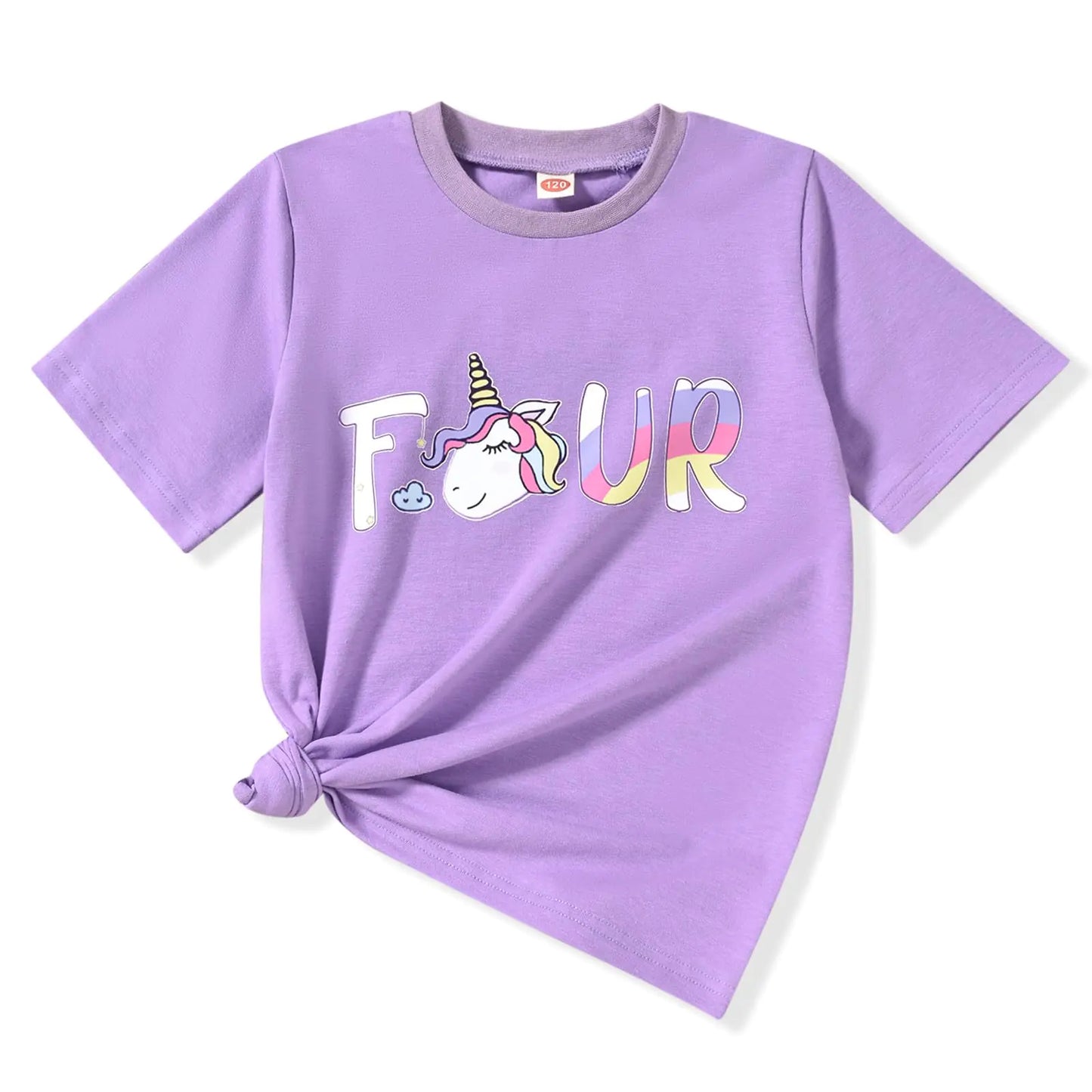 4th Birthday Girl ShirtToddler Girl 4 Year Old Fourth Four Shirt (US Age 4 Years Purple) - # GIAA21510002