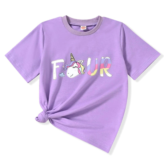 4th Birthday Girl ShirtToddler Girl 4 Year Old Fourth Four Shirt (US Age 4 Years Purple) - # GIAA21510002