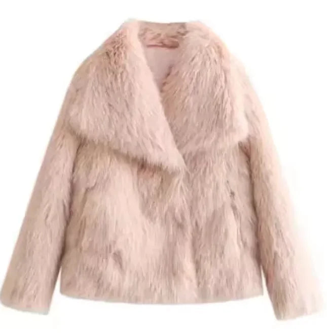 Girls and Women's Plush Lapel Winter Coat - # GIAA22310002