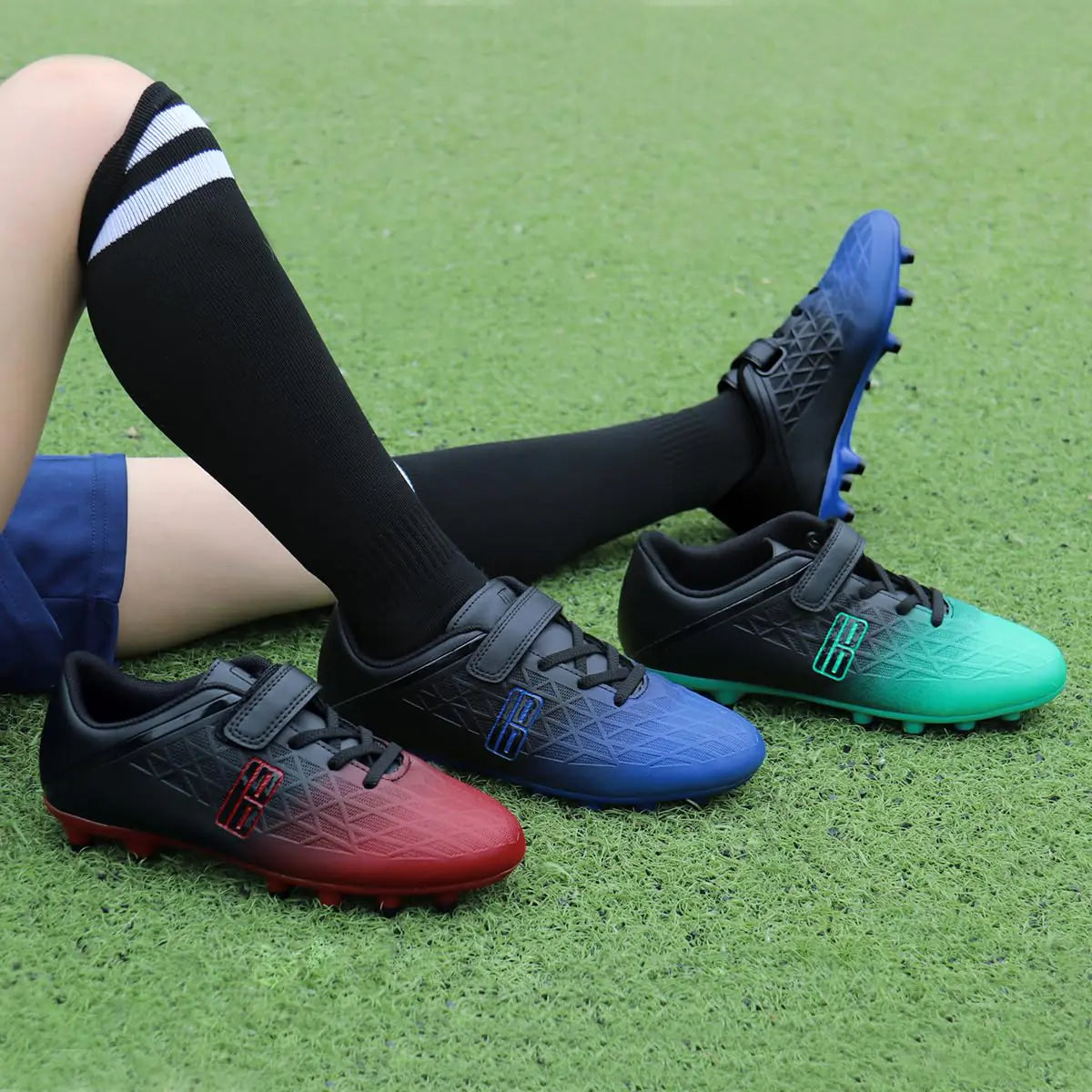 brooman Kids Firm Ground Soccer Cleats Boys Girls Athletic Outdoor Football Shoes 10 Toddler Black/Red - # BOAA71110002