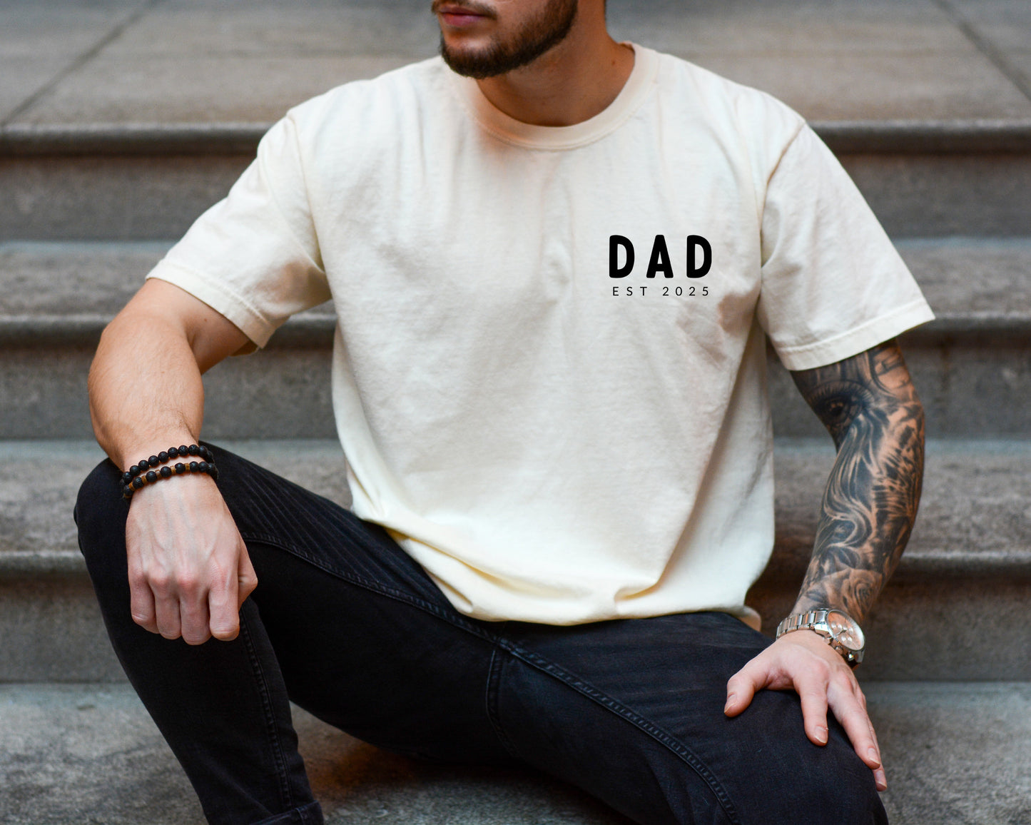Dad Personalized est year Comfort Colors T Shirt (cali left chest) (Copy)