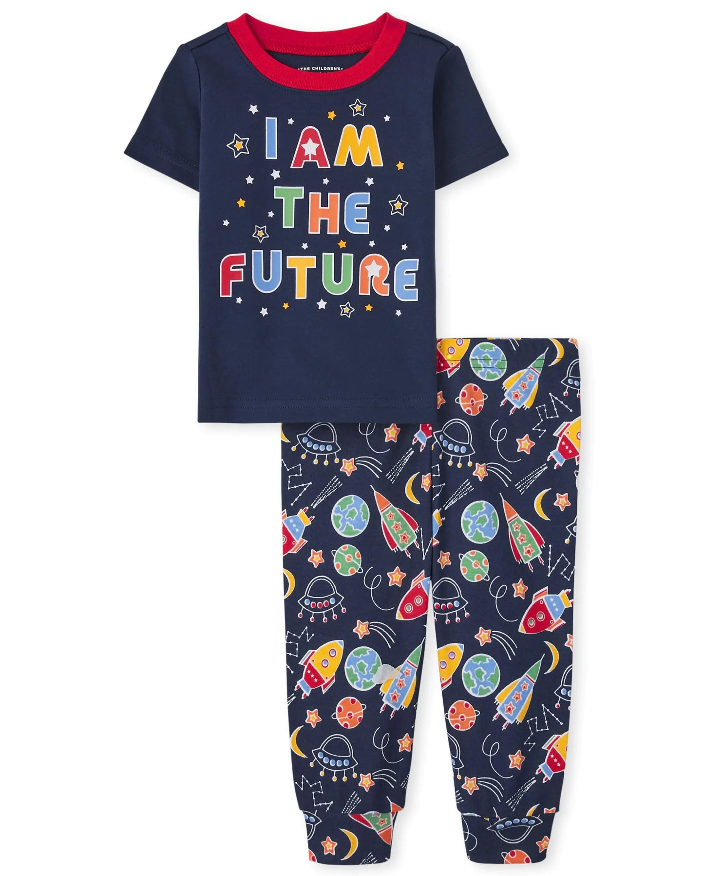 The Childrens Place Baby and Toddler Snug Fit 100% Cotton Short Sleeve Top and Pants 2 Piece Pajama Set I Am The Future 0-3 Months - # BAAA81810007