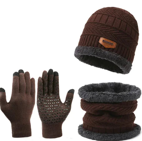 Winter Scarf Gloves Three-piece Set - # BOAA23510001
