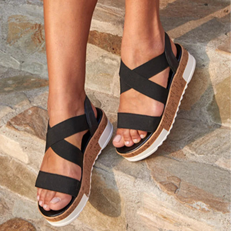 Women Gladiator Sandals Ladies Buckle Strap Snake Print Woman Shoes Casual Flat Platform Colorful Female Beach Sandals Summer