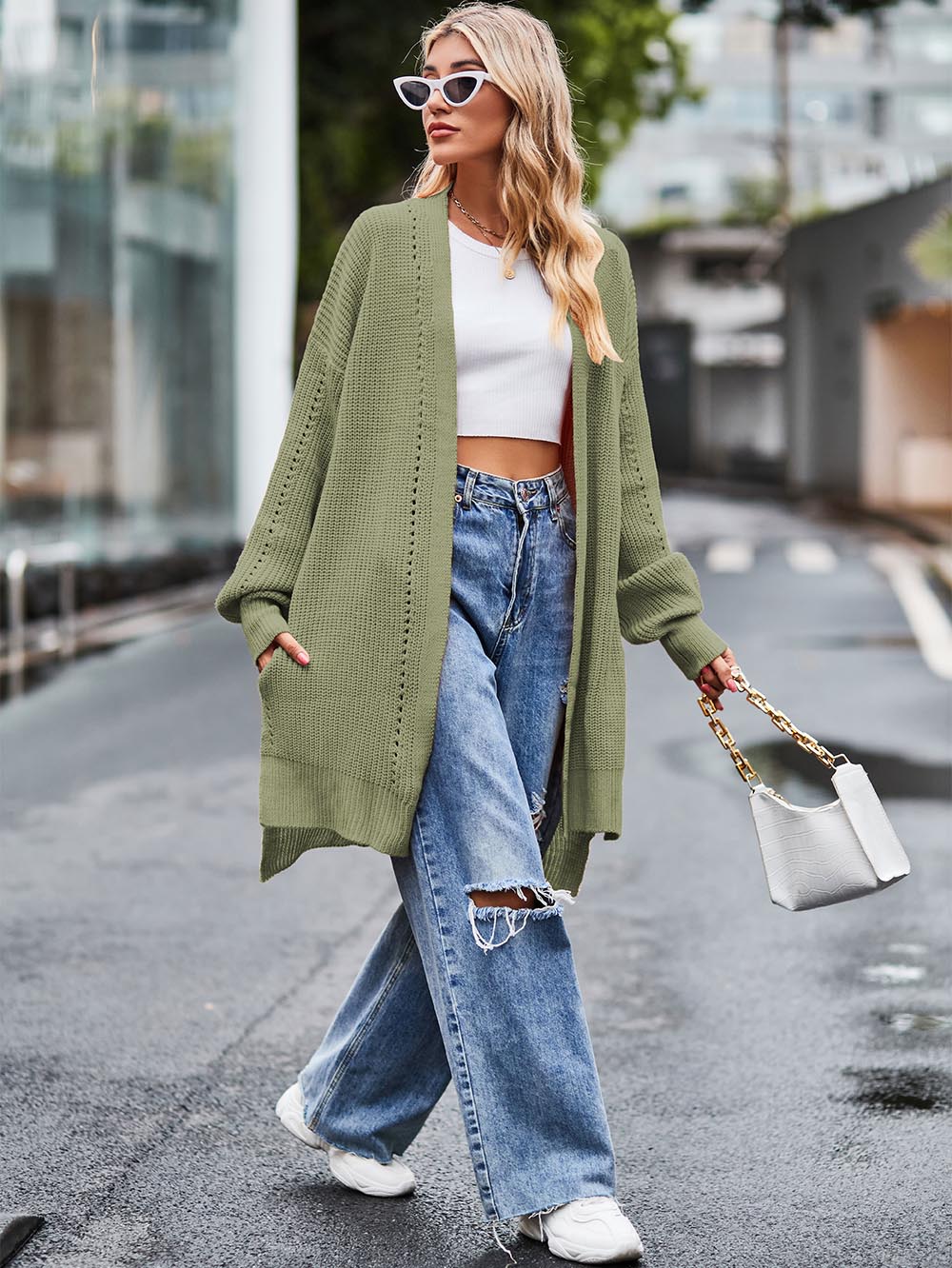 Women Long Split Hem Knitwear Sweater | NCS