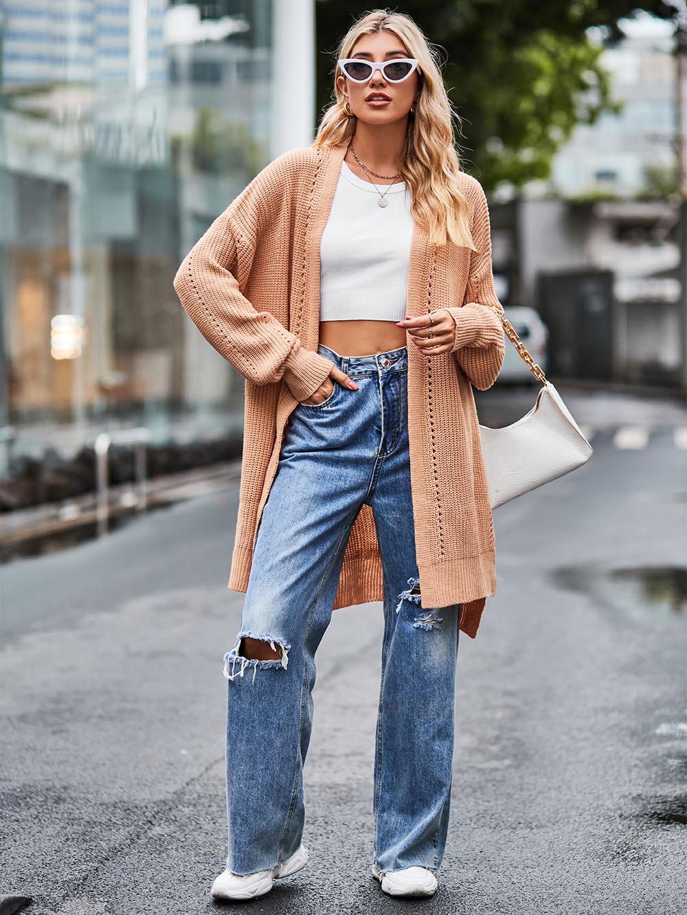 Women Long Split Hem Knitwear Sweater | NCS