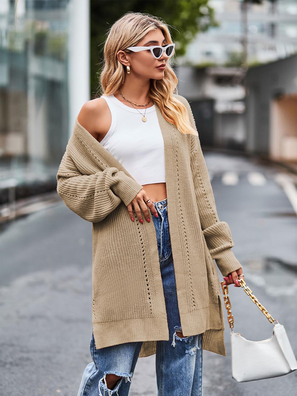 Women Long Split Hem Knitwear Sweater | NCS