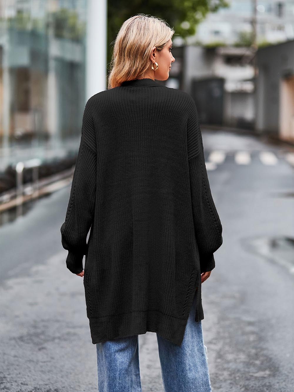 Women Long Split Hem Knitwear Sweater | NCS