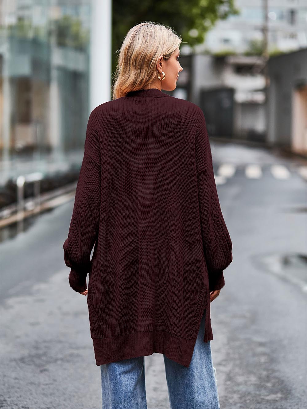 Women Long Split Hem Knitwear Sweater | NCS