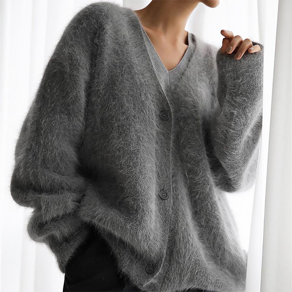 Women’s Faux Mink Relaxed Fit Oversized Cardigan Sweater | NCS