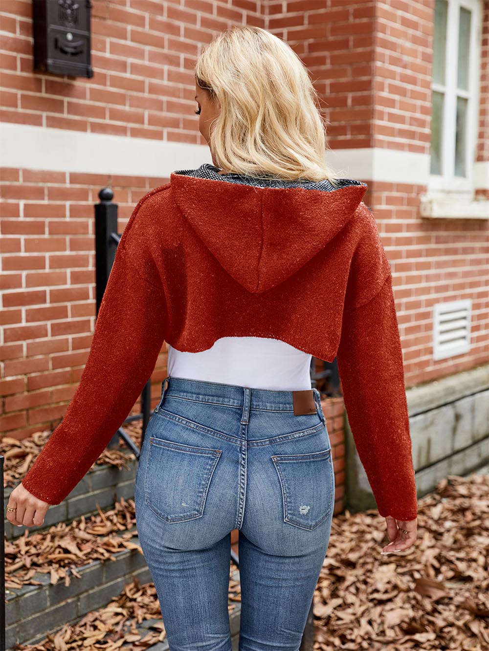 Women’s Halloween Letter Jacquard Cropped Hoodie Sweater | NCS