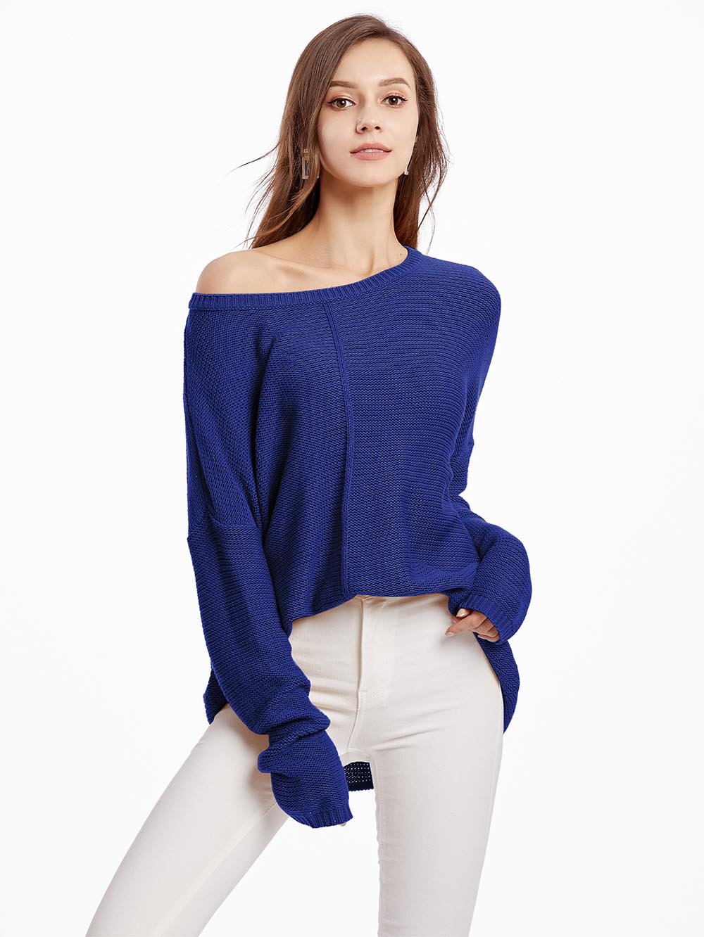 Women's Neon Color Female Slash Neck Fashion Knitted Shirts | NCS
