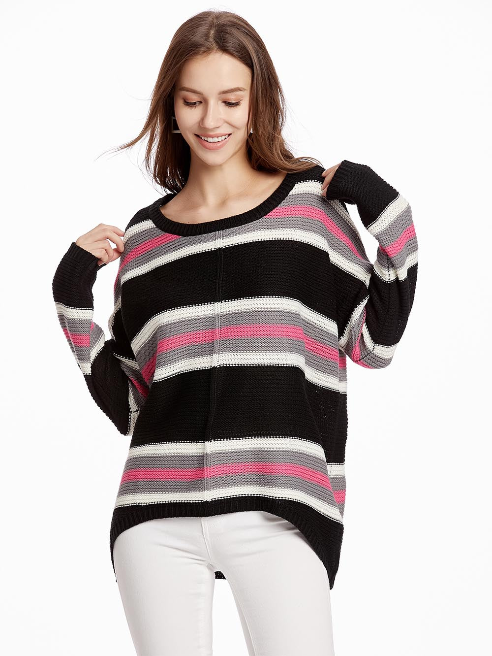 Women's Neon Color Female Slash Neck Fashion Knitted Shirts | NCS