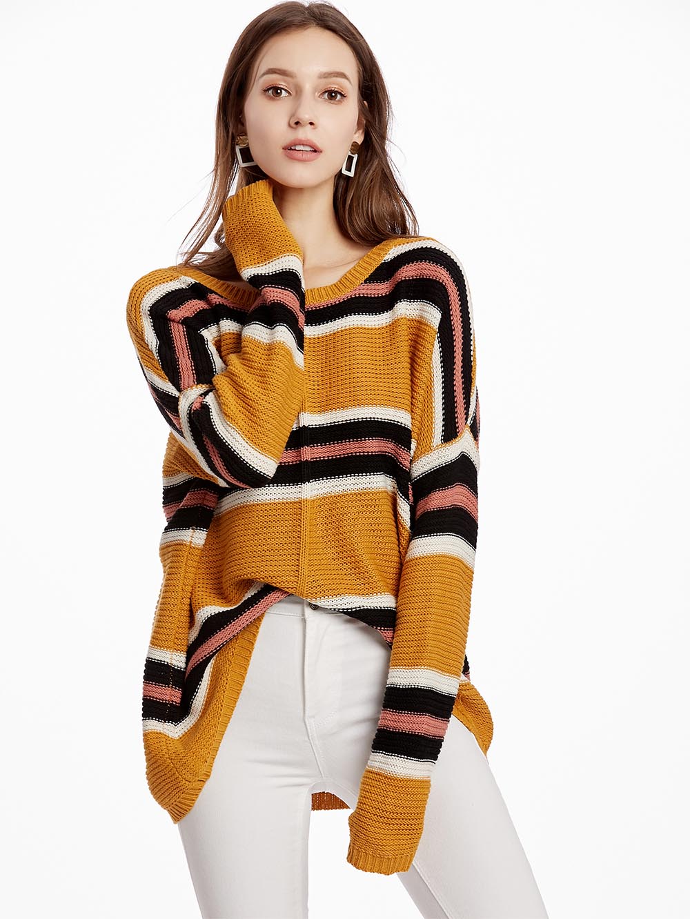 Women's Neon Color Female Slash Neck Fashion Knitted Shirts | NCS