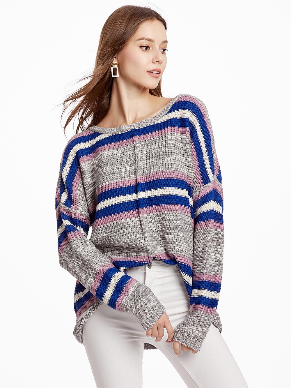 Women's Neon Color Female Slash Neck Fashion Knitted Shirts | NCS