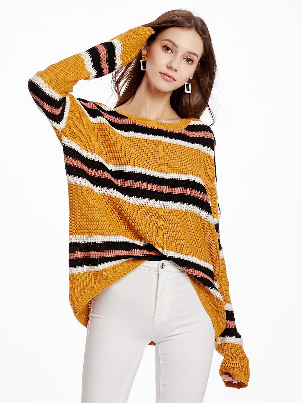 Women's Neon Color Female Slash Neck Fashion Knitted Shirts | NCS