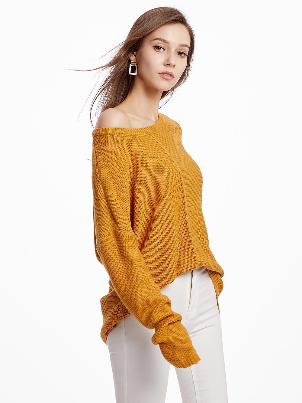 Women's Neon Color Female Slash Neck Fashion Knitted Shirts | NCS