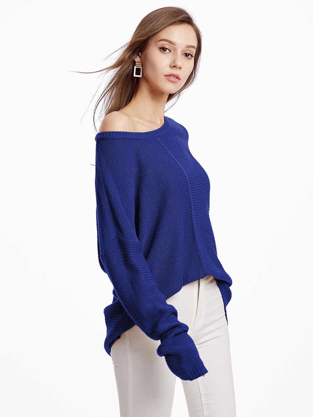 Women's Neon Color Female Slash Neck Fashion Knitted Shirts | NCS