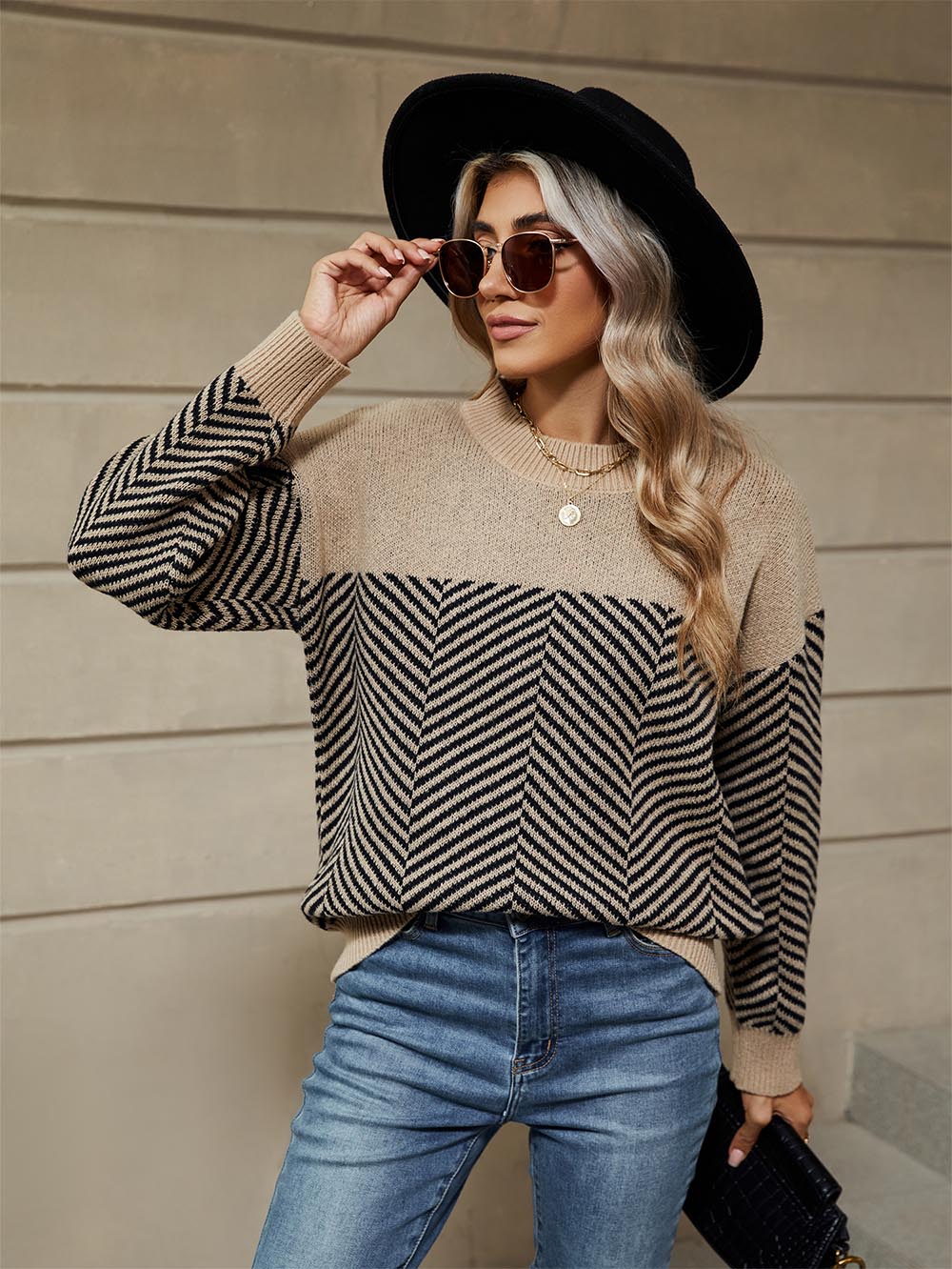 Women's Oversized Striped Knit Sweater | NCS