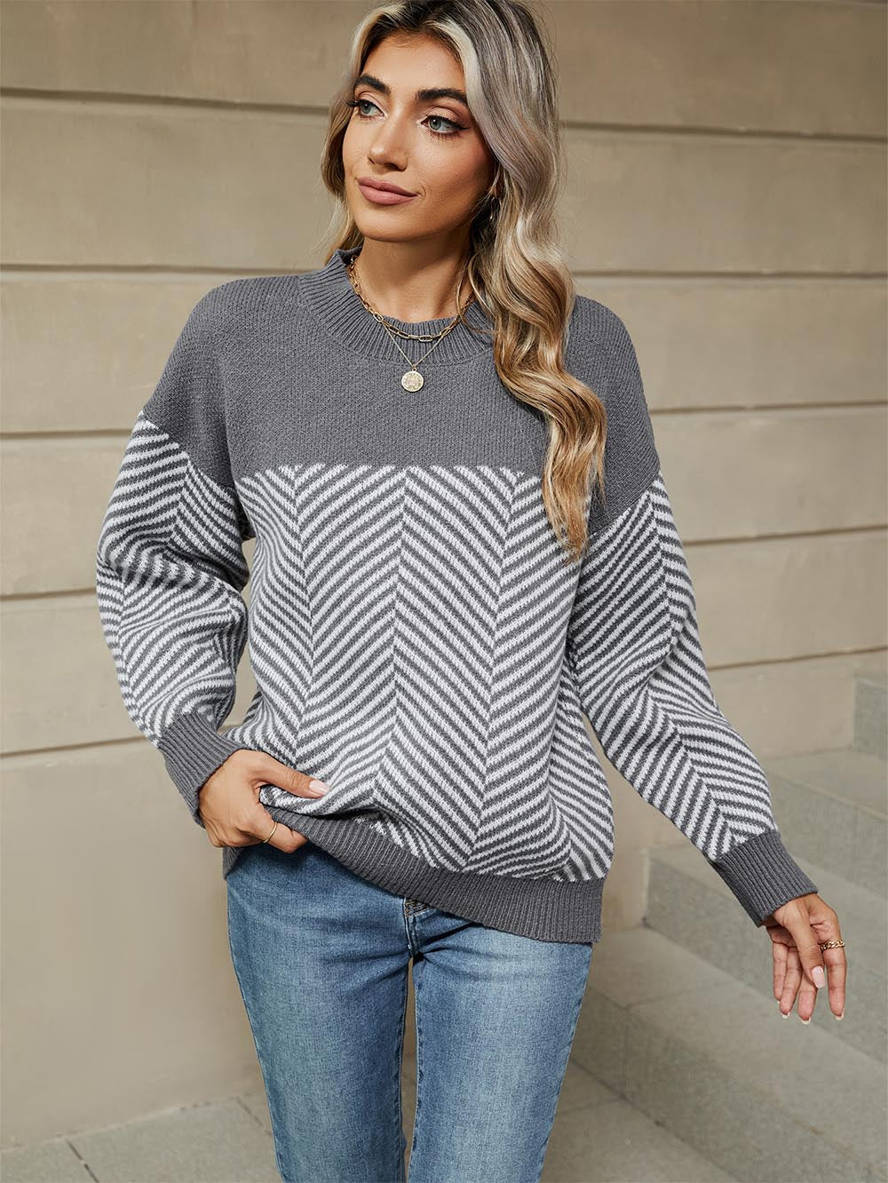 Women's Oversized Striped Knit Sweater | NCS