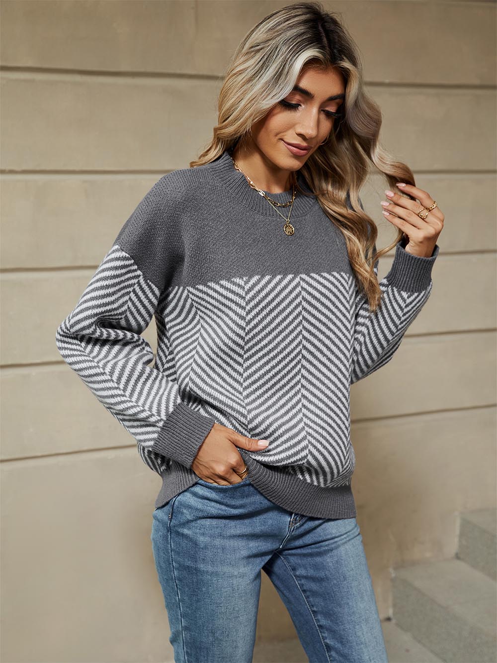 Women's Oversized Striped Knit Sweater | NCS