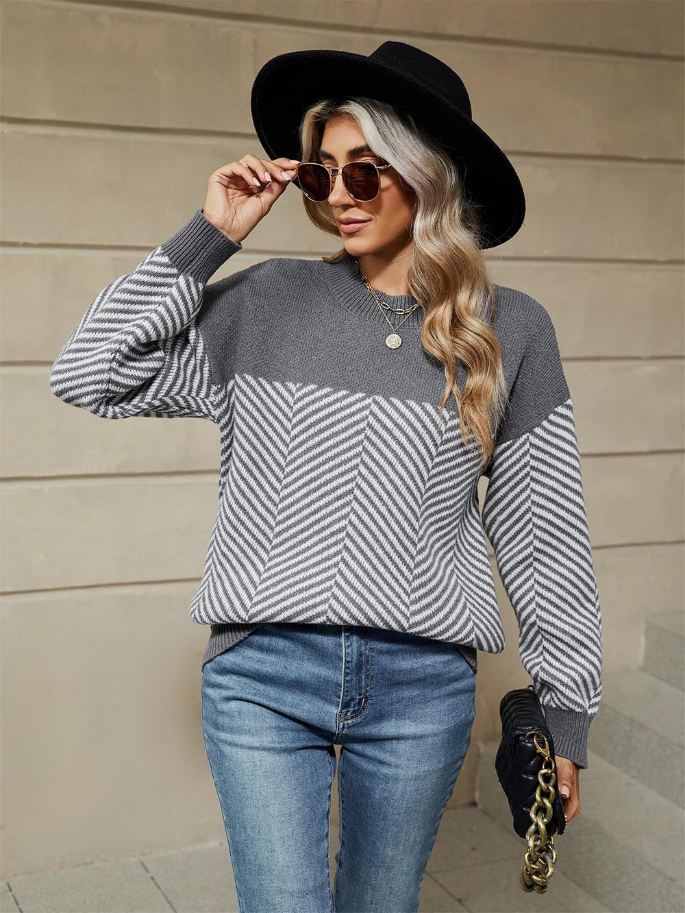 Women's Oversized Striped Knit Sweater | NCS