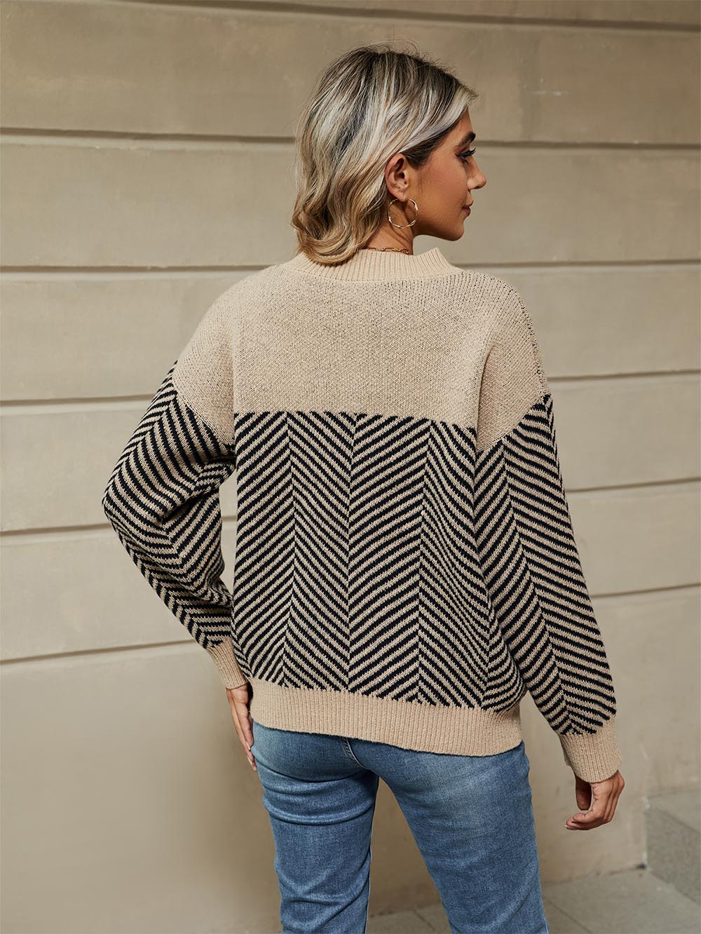 Women's Oversized Striped Knit Sweater | NCS