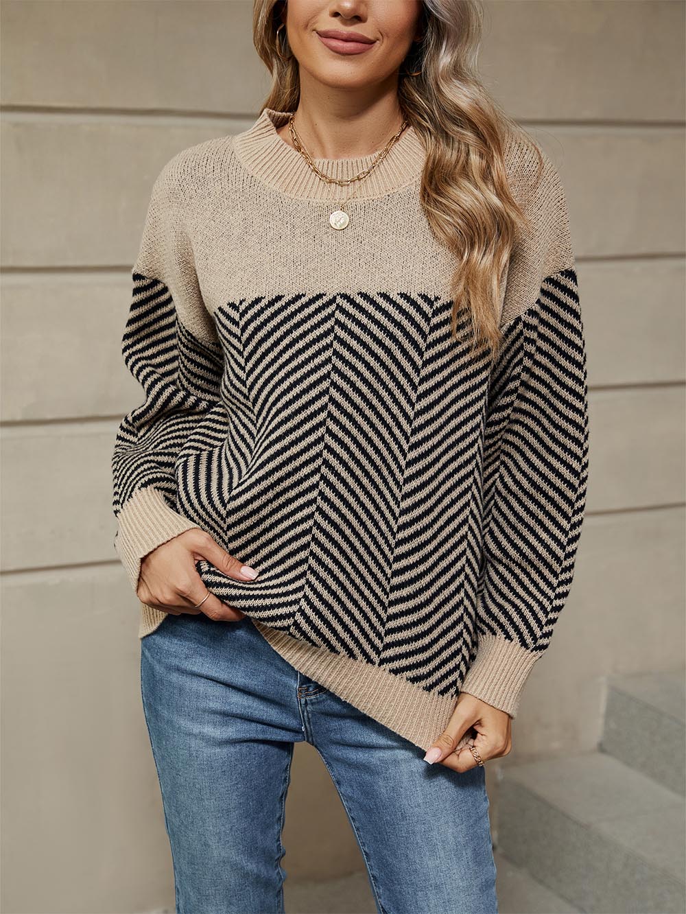 Women's Oversized Striped Knit Sweater | NCS