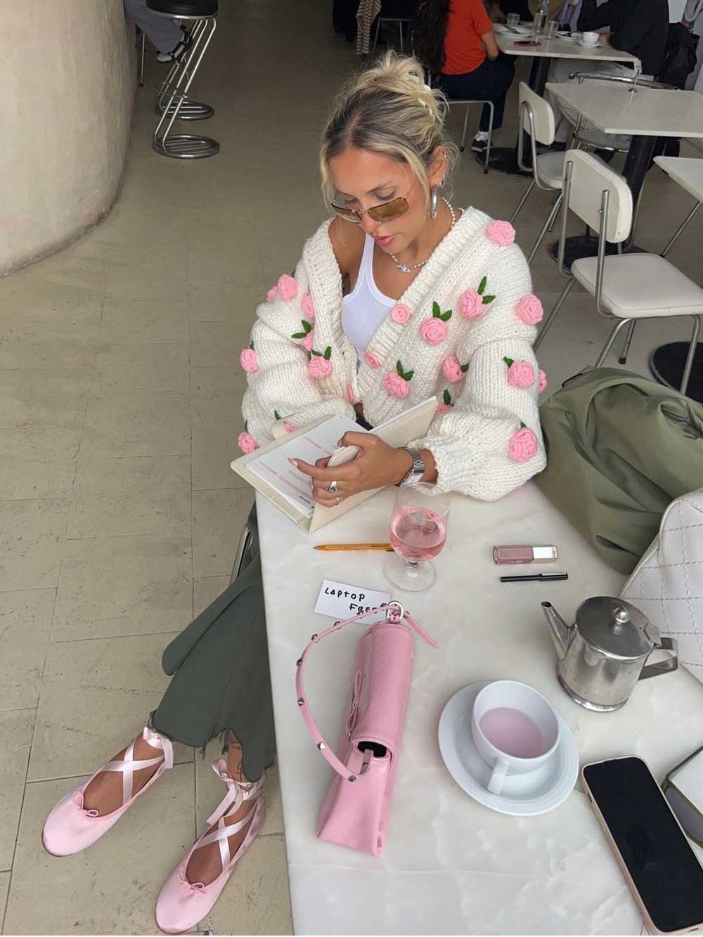 Women's Pink Roses Vintage Cardigan, Unique Gift | NCS