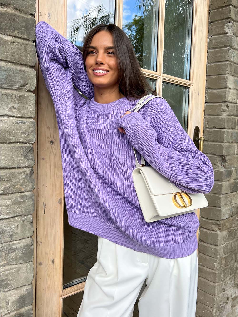 Women's Round Neck Loose Solid Color Sweater | NCS